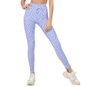 Revolve L*Space M High Rise Turner Yoga Leggings Purple‎ Blue Diamond Print New
